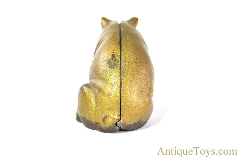 A.C. Williams Cast Iron ca. 1920’s Gold Figural “Sitting Pig” Hog Swine Still Coin Penny Bank <FONT COLOR="ff000 ">*SOLD*</font> - Image 4