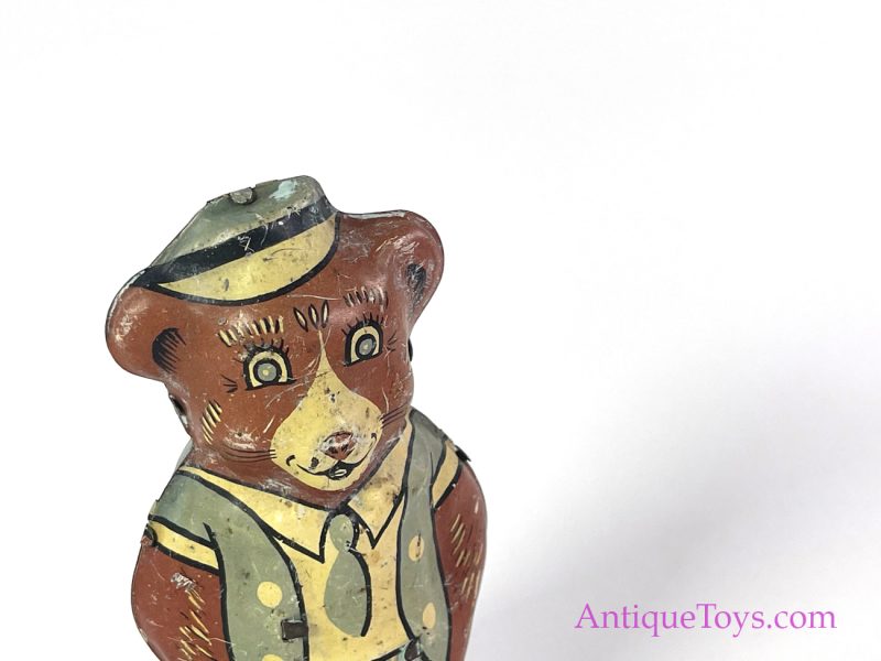 Wells Brimtoy Tin Lithographed Windup Dapper Bear *SOLD* - Image 3
