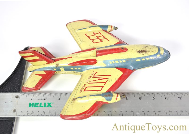 Automatic Toy Co. ca. 1965 Tin Lithographed Friction JATO 335 Jet Assisted Takeoff Airplane <FONT COLOR="ff000">*SOLD*</font> - Image 10