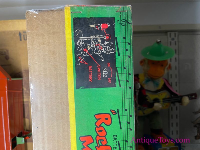 ALPS Tin Lithographed Battery Operated "Rock N Roll Monkey" Fuzzy Elvis!! with Box <FONT COLOR="ff000 ">*SOLD*</font> - Image 2