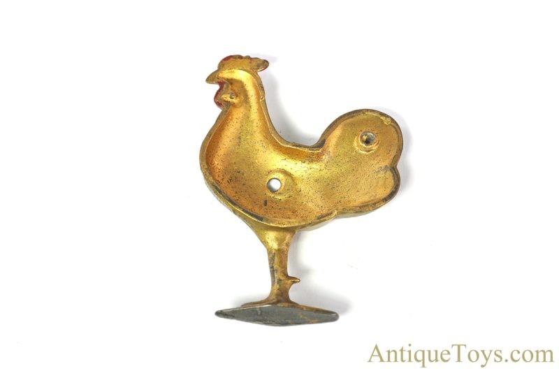 Hubley/A.C. Williams Cast Iron No. 824/No. 4748 Gold Standing Rooster Still Penny Coin Bank <FONT COLOR="ff000 ">*SOLD*</font> - Image 7