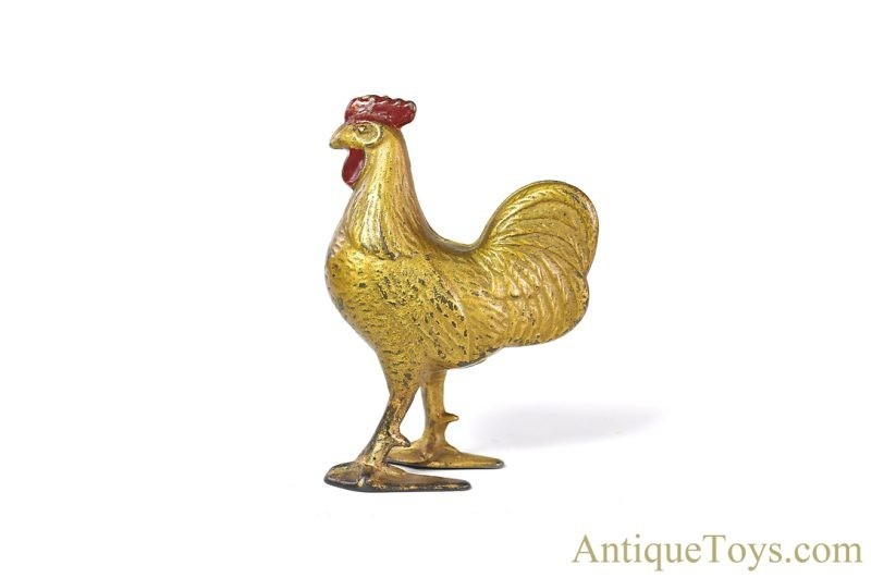 Hubley/A.C. Williams Cast Iron No. 824/No. 4748 Gold Standing Rooster Still Penny Coin Bank <FONT COLOR="ff000 ">*SOLD*</font> - Image 4