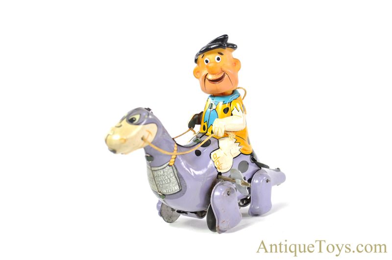 Linemar Marx Tin Lithographed Windup Hanna-Barbera’s The Flintstones "Mechanical Fred Flintstone on Dino" for Sale <FONT COLOR="ff000 ">*SOLD*</font>