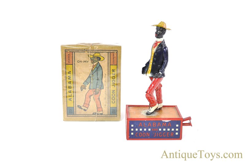 Strauss & Lehmann Tin Lithographed & Hand Painted Windup “Oh My! Alabama Coon Jigger” Black Americana Toy with Box <FONT COLOR="ff000 ">*SOLD*</font>