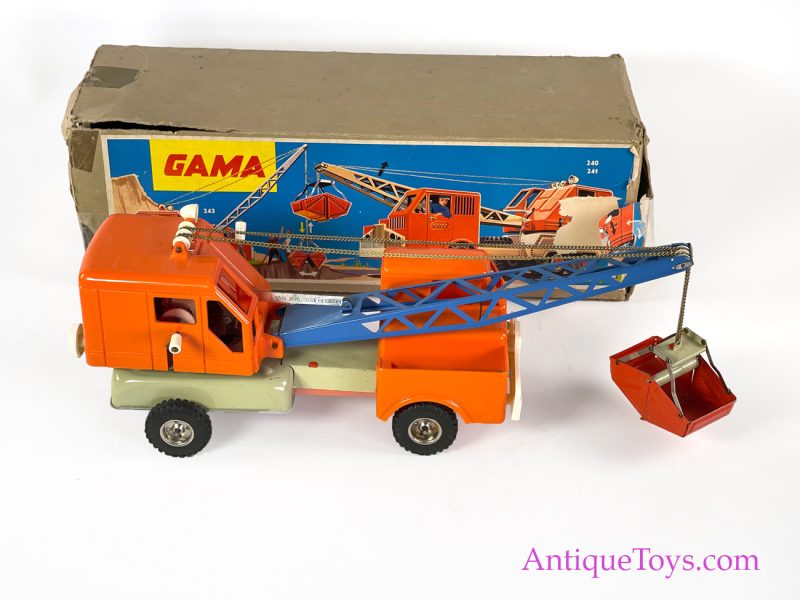 Gama Toys Tin Lithographed Crane Truck in Box Vintage Toy for Sale <FONT COLOR="ff000 ">*SOLD*</font>