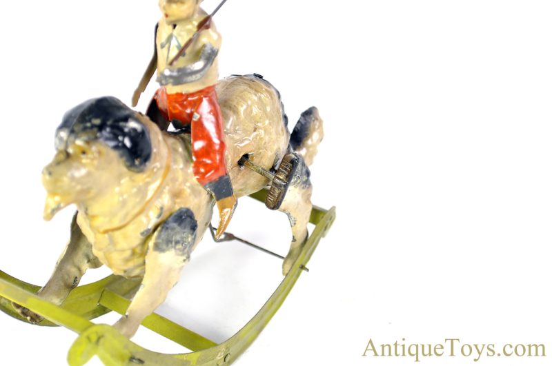 G.A. Mangold/Gama ca. 1920s Tin Hand-Painted #313/6 "Rocking Rider-Schaukelreiter" Boy on Dog German Toy for Sale <FONT COLOR="ff000 ">*SOLD*</font> - Image 9
