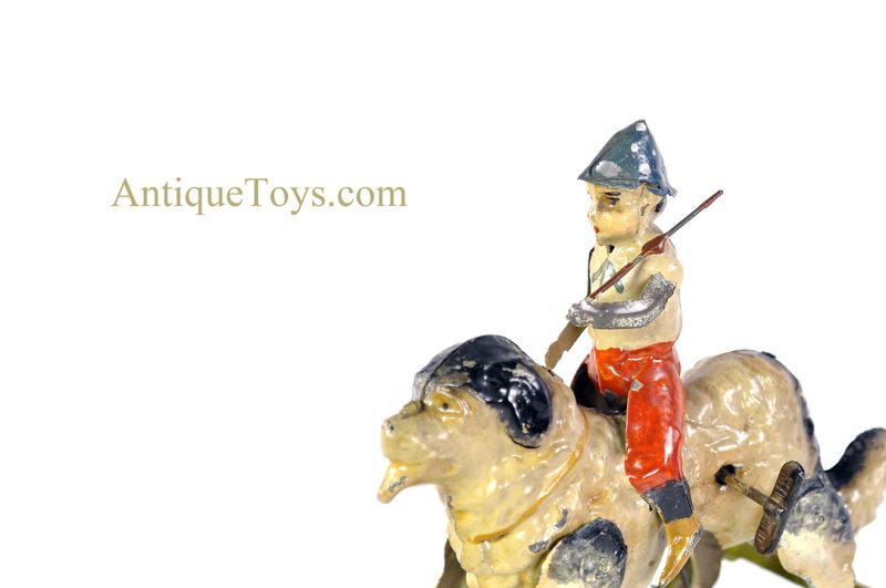 G.A. Mangold/Gama ca. 1920s Tin Hand-Painted #313/6 "Rocking Rider-Schaukelreiter" Boy on Dog German Toy for Sale <FONT COLOR="ff000 ">*SOLD*</font> - Image 8