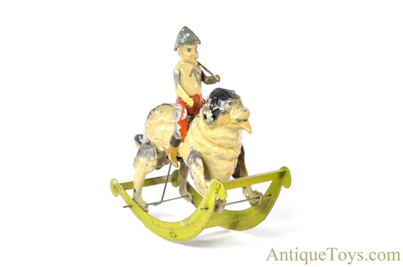 G.A. Mangold/Gama ca. 1920s Tin Hand-Painted #313/6 "Rocking Rider-Schaukelreiter" Boy on Dog German Toy for Sale <FONT COLOR="ff000 ">*SOLD*</font> - Image 10