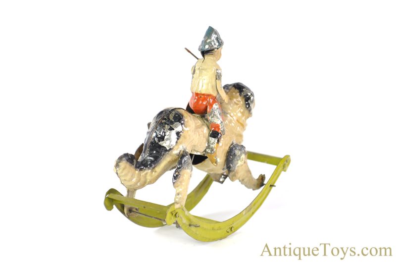 G.A. Mangold/Gama ca. 1920s Tin Hand-Painted #313/6 "Rocking Rider-Schaukelreiter" Boy on Dog German Toy for Sale <FONT COLOR="ff000 ">*SOLD*</font> - Image 7