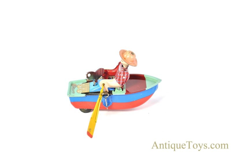 Momoya Shoten Tin Lithographed Windup Man Rowing Boat Set Japanese Chinese Toys <FONT COLOR="ff000 ">*SOLD*</font> - Image 9
