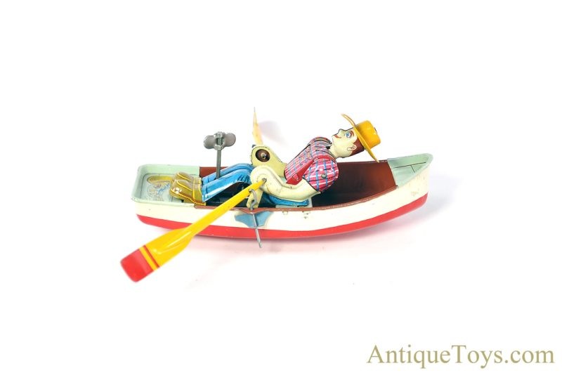 Momoya Shoten Tin Lithographed Windup Man Rowing Boat Set Japanese Chinese Toys <FONT COLOR="ff000 ">*SOLD*</font> - Image 4