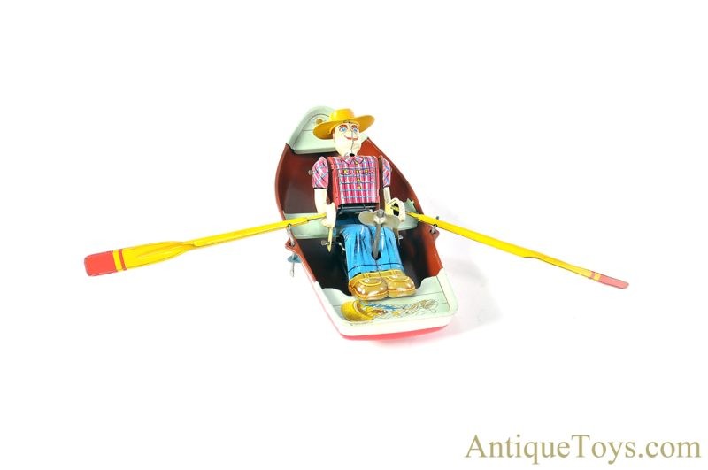 Momoya Shoten Tin Lithographed Windup Man Rowing Boat Set Japanese Chinese Toys <FONT COLOR="ff000 ">*SOLD*</font> - Image 5