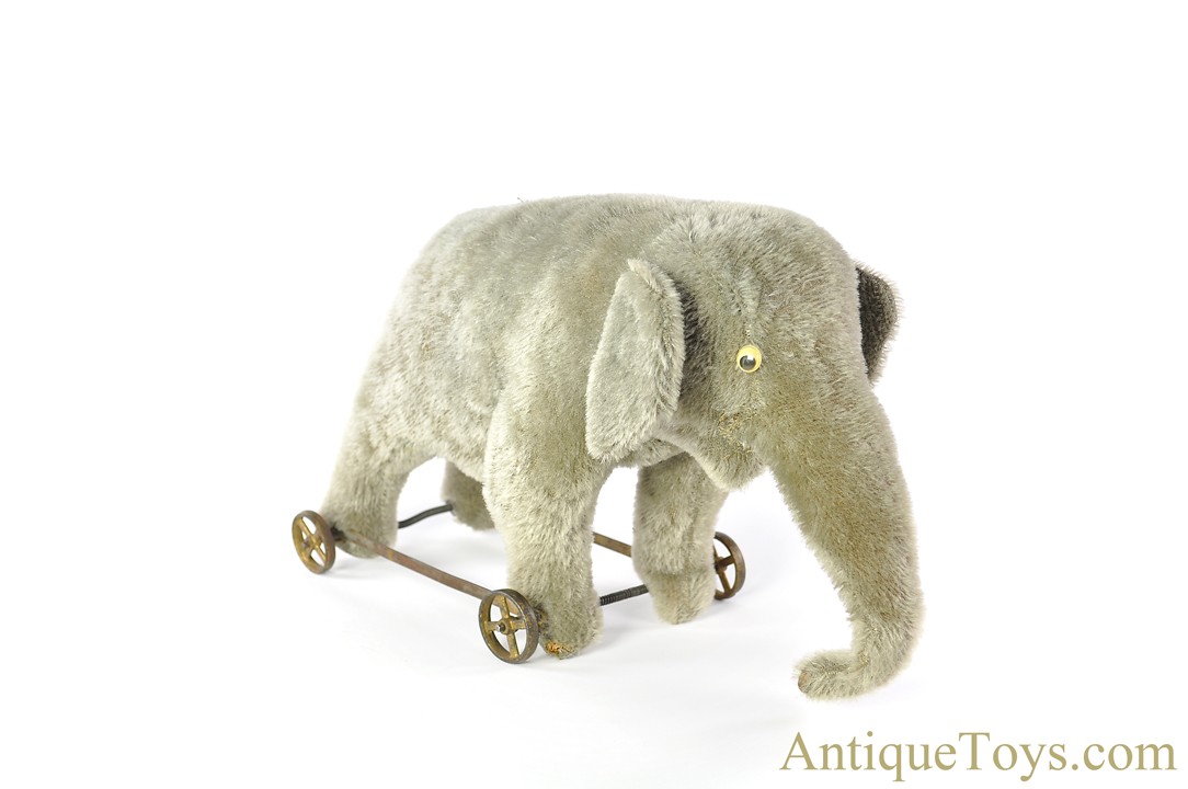 Steiff Stuffed Mohair Elephant on Wheels Pull Toy SOLD