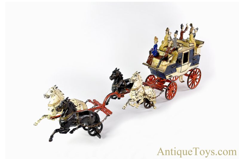 F.W. Carpenter ca. 1880's Cast Iron No. 555 "Tally-Ho Coach" Horse Drawn Wagon <FONT COLOR="ff000 ">*SOLD*</font> - Image 7