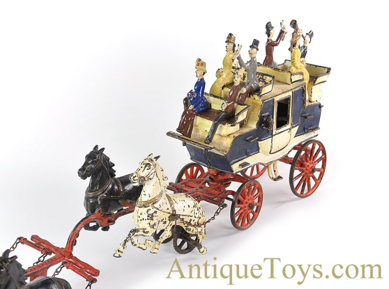 F.W. Carpenter ca. 1880's Cast Iron No. 555 "Tally-Ho Coach" Horse Drawn Wagon <FONT COLOR="ff000 ">*SOLD*</font> - Image 8