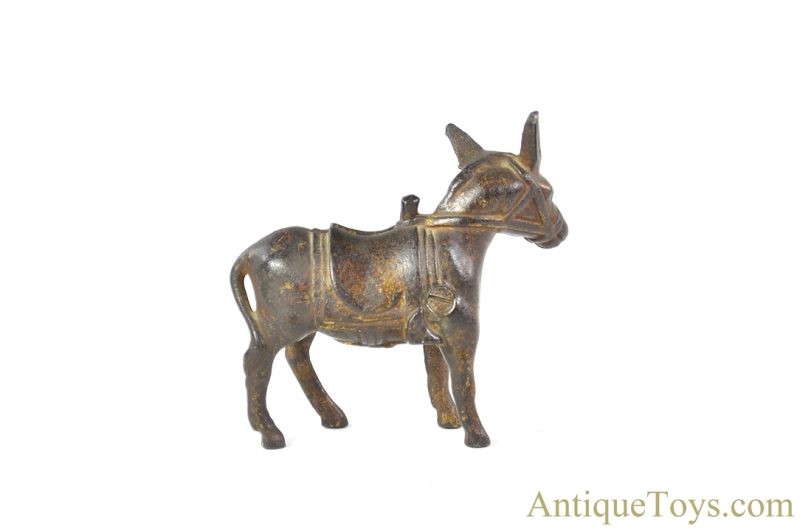 Arcade ca. 1912-1932 Cast Iron Gold Small Donkey Penny Coin Still Bank <FONT COLOR="ff000 ">*SOLD*</font> - Image 2