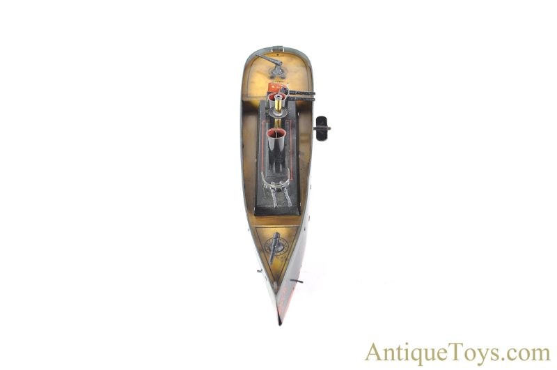 J.L. Hess Tin Lithographed Windup Gunboat German Toy Ship <FONT COLOR="ff000 ">*SOLD*</font> - Image 3