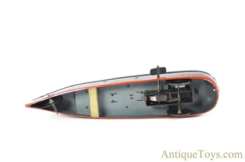 J.L. Hess Tin Lithographed Windup Gunboat German Toy Ship <FONT COLOR="ff000 ">*SOLD*</font> - Image 5