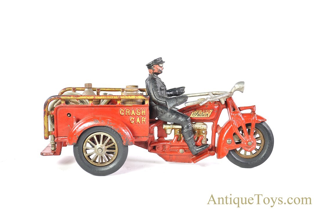 Hubley ca. 1925 Cast Iron “Crash Car” Indian Motorcycle