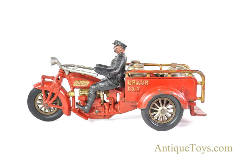 Hubley ca. 1925 Cast Iron "Crash Car" Indian Motorcycle <FONT COLOR="ff000 ">*SOLD*</font> - Image 3