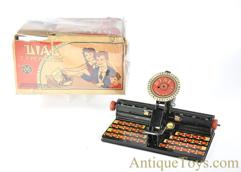 Marx Tin Lithographed No. 1000 "Dial Typewriter" with Box <FONT COLOR="ff000 ">*SOLD*</font>