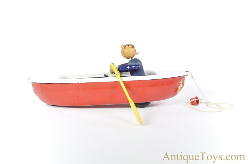 Woodettes Inc. Pressed Steel "Woodette Coast Guard" Pull Toy Row Boat OOAK Popeye Themed Piece <FONT COLOR="ff000 ">*SOLD*</font> - Image 5