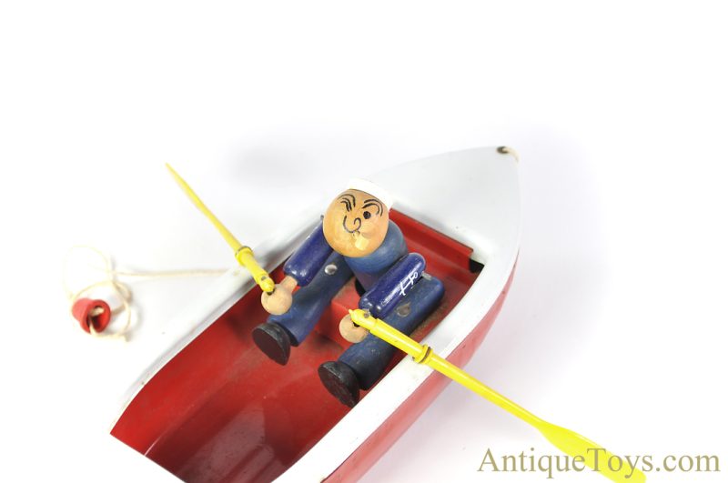 Woodettes Inc. Pressed Steel "Woodette Coast Guard" Pull Toy Row Boat OOAK Popeye Themed Piece <FONT COLOR="ff000 ">*SOLD*</font> - Image 8