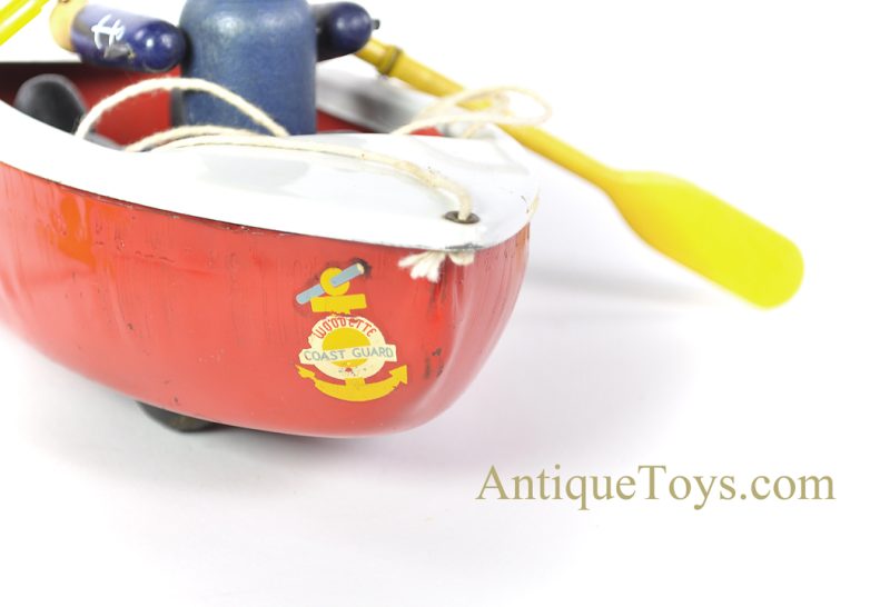 Woodettes Inc. Pressed Steel "Woodette Coast Guard" Pull Toy Row Boat OOAK Popeye Themed Piece <FONT COLOR="ff000 ">*SOLD*</font> - Image 9