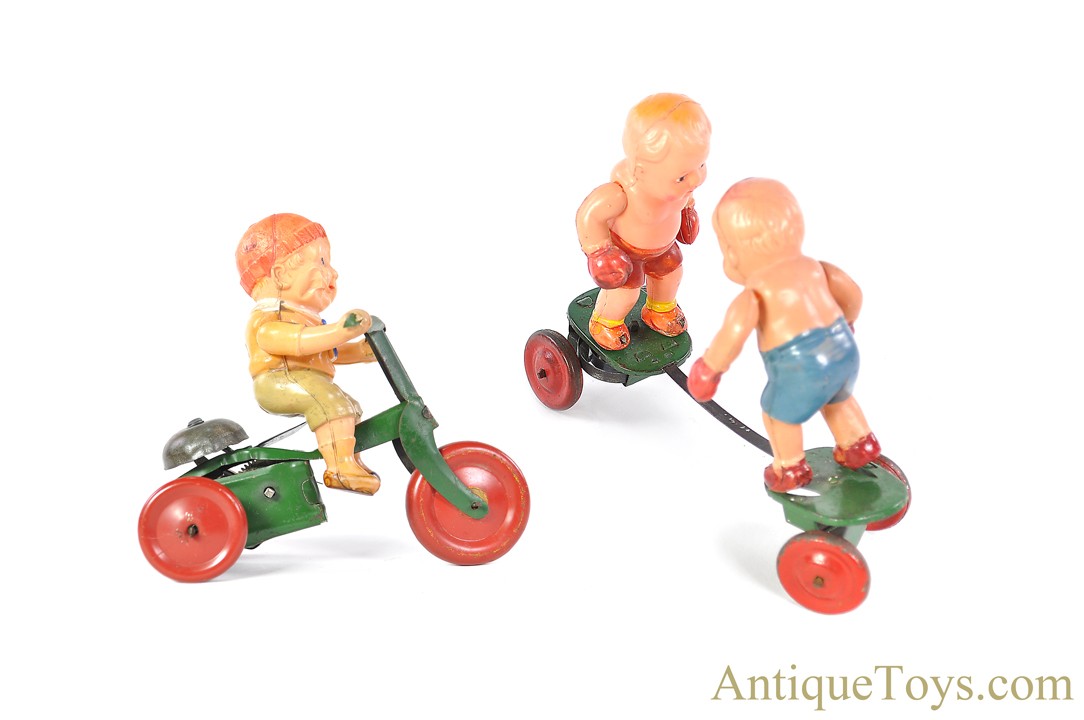 Japanese Tin Windup Celluloid Boxers & Tin Windup Celluloid Boy on