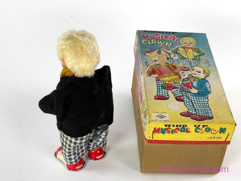 Nomura (TN) Tin Lithographed Windup Musical Clown in Box for Sale - Image 7