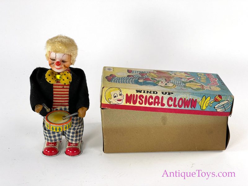 Nomura (TN) Tin Lithographed Windup Musical Clown in Box for Sale - Image 5