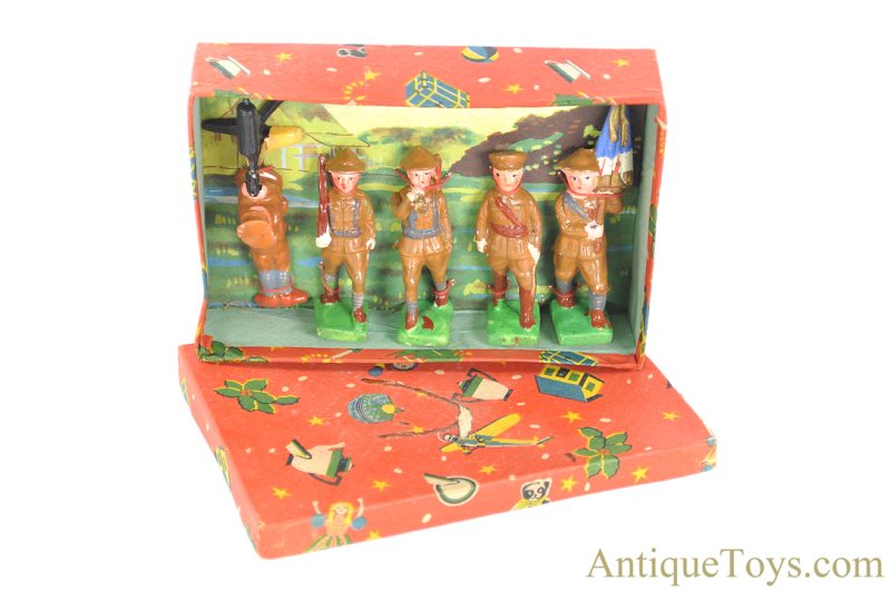 Japanese Ceramic Hand-Painted 5pc Soldier Set in Box <FONT COLOR="ff000 ">*SOLD*</font>