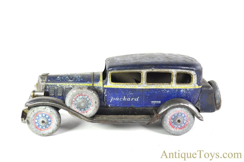 Matsuzo Kosuge Tin Lithographed Windup Blue 4-Door Packard Sedan Japanese Toy Car for Sale <FONT COLOR="ff000 ">*SOLD*</font> - Image 4