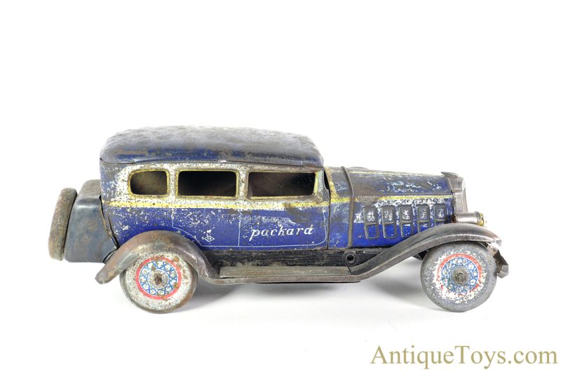 Matsuzo Kosuge Tin Lithographed Windup Blue 4-Door Packard Sedan Japanese Toy Car for Sale <FONT COLOR="ff000 ">*SOLD*</font> - Image 3