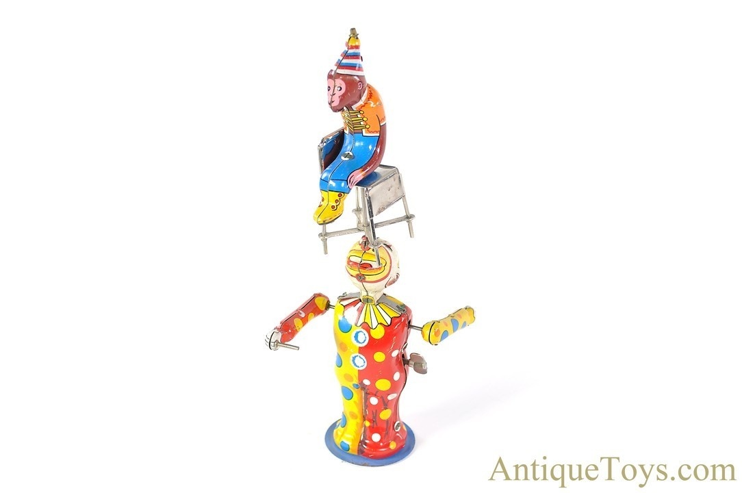 TPS Toplay, Ltd. Tin Lithographed Windup “Mechanical Clown