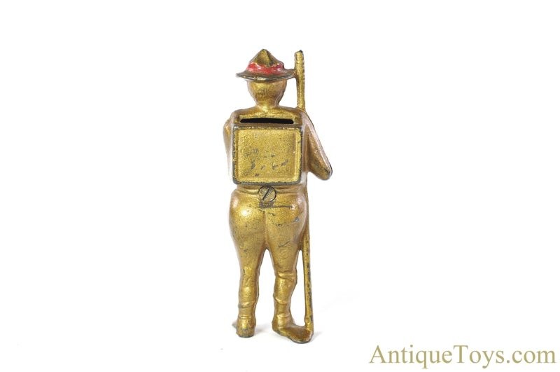 A.C. Williams Cast Iron #8248 Gold “Soldier Boy Bank” Boy Scout Still Coin Penny Bank <FONT COLOR="ff000 ">*SOLD*</font> - Image 6