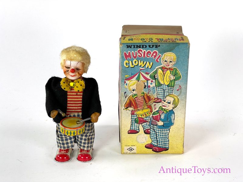 Nomura (TN) Tin Lithographed Windup Musical Clown in Box for Sale