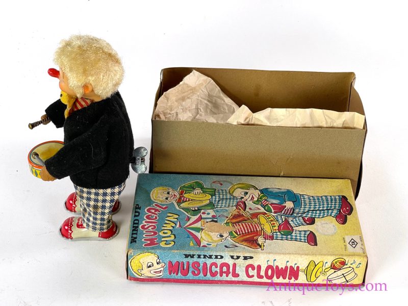 Nomura (TN) Tin Lithographed Windup Musical Clown in Box for Sale - Image 8