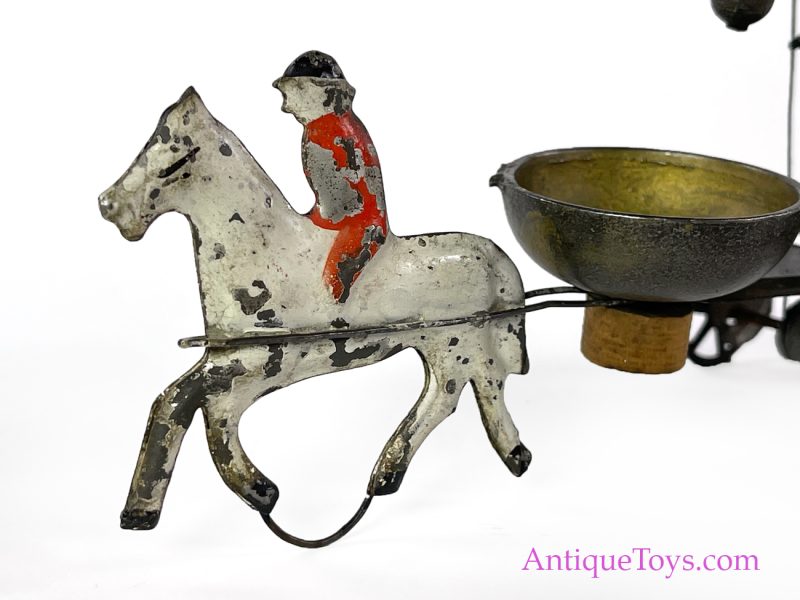 Merriam Antique ca. 1890 Tin Horse Drawn Acrobat Clown Bell Ringer Toy <FONT COLOR="ff000 ">*SOLD*</font> - Image 4
