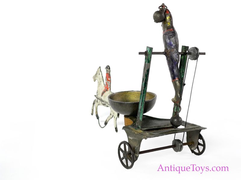 Merriam Antique ca. 1890 Tin Horse Drawn Acrobat Clown Bell Ringer Toy <FONT COLOR="ff000 ">*SOLD*</font> - Image 7