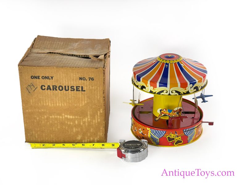Wolverine Supply & Mfg. Tin Lithographed Lever Action No. 76 "Carousel" Circus Merry Go Round with Planes and Horses in Box <FONT COLOR="ff000 ">*SOLD*</font> - Image 8