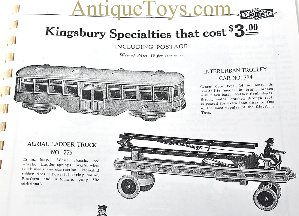 Kingsbury Manufacturing Co. ca. 1920's Pressed Steel Windup #775 "Aerial Ladder Truck" Fire Engine Ladder Truck <FONT COLOR="ff000 ">*SOLD*</font> - Image 9