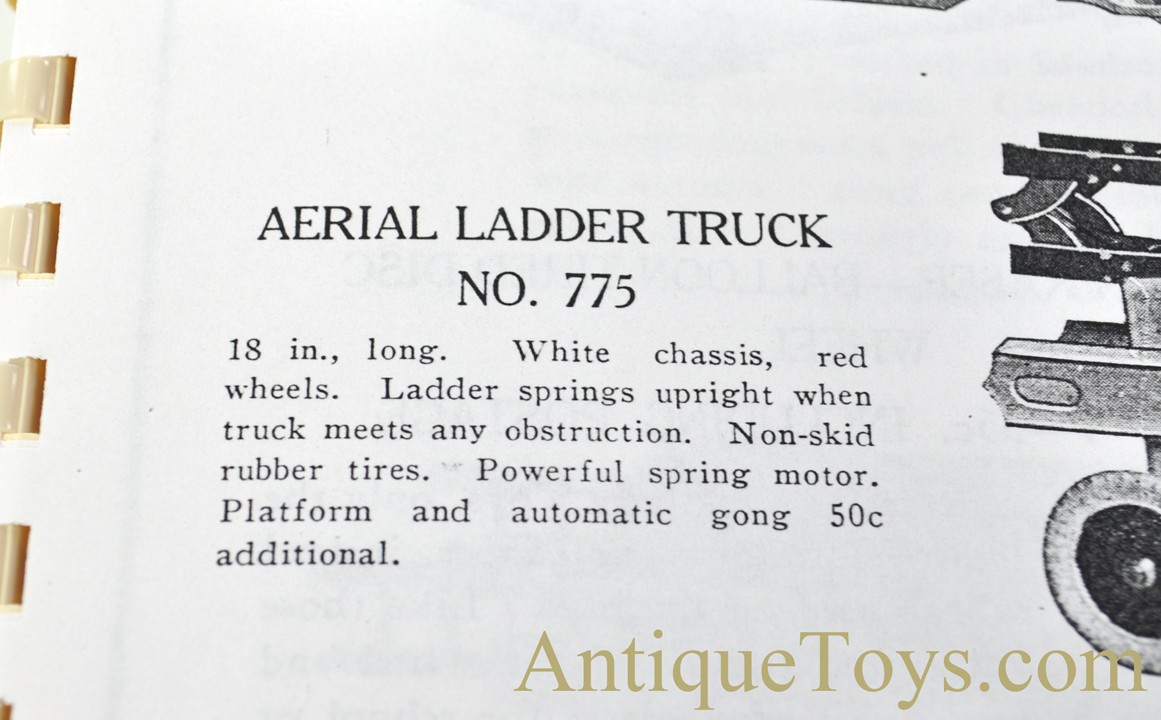 Kingsbury Manufacturing Co. ca. 1920's Pressed Steel Windup #775 "Aerial Ladder Truck" Fire Engine Ladder Truck <FONT COLOR="ff000 ">*SOLD*</font> - Image 8