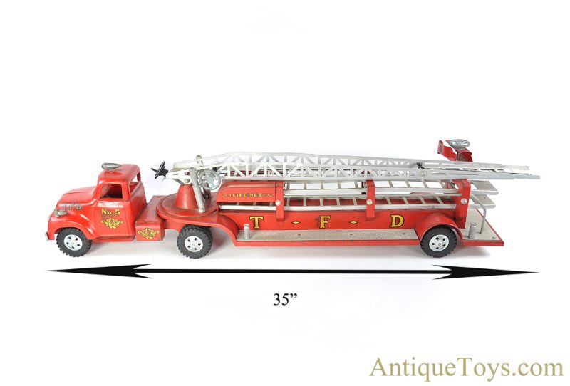 Tonka Pressed Steel T.F.D #5 Life Net Aerial Ladder Truck Fire Engine <FONT COLOR="ff000 ">*SOLD*</font> - Image 13