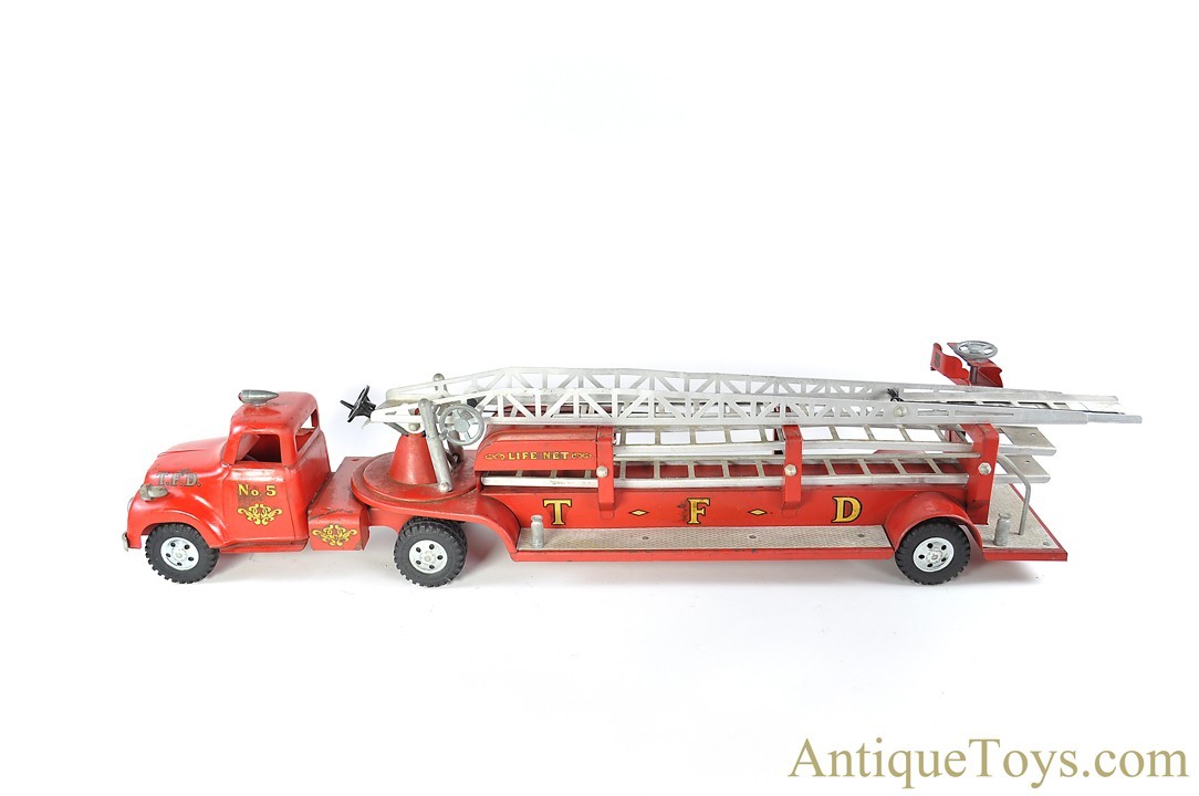 Tonka Pressed Steel T.F.D 5 Life Net Aerial Ladder Truck Fire Engine SOLD AntiqueToys Antique Toys for Sale