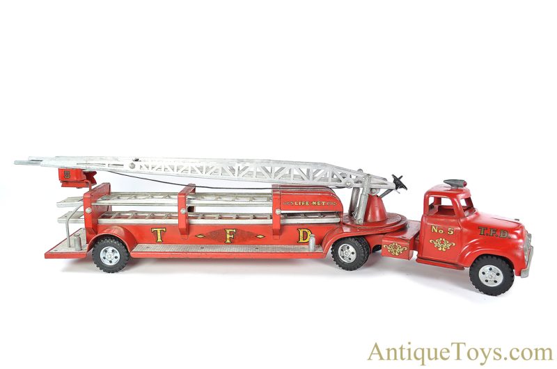 Tonka Pressed Steel T.F.D #5 Life Net Aerial Ladder Truck Fire Engine <FONT COLOR="ff000 ">*SOLD*</font>