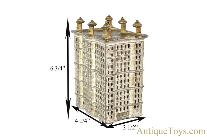 A.C. Williams ca. 1900-1909 Cast Iron 6 Finial Skyscraper Still Penny Coin Bank <FONT COLOR="ff000 ">*SOLD*</font> - Image 8