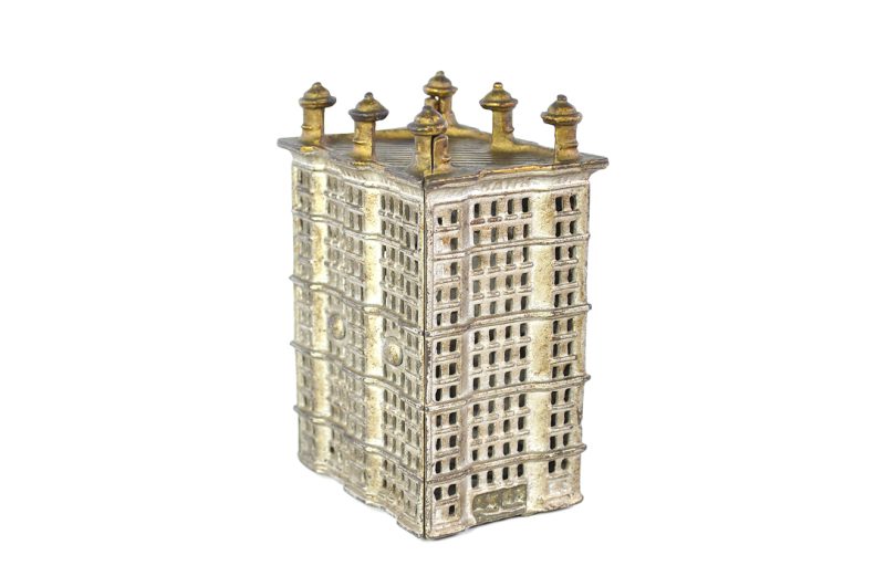 A.C. Williams ca. 1900-1909 Cast Iron 6 Finial Skyscraper Still Penny Coin Bank <FONT COLOR="ff000 ">*SOLD*</font>