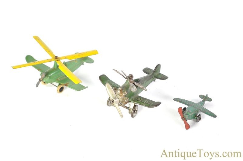 Hubley Cast Iron "Giro Plane" & Tootsie Toy Airplane Set of 3 <FONT COLOR="ff000 ">*SOLD*</font>