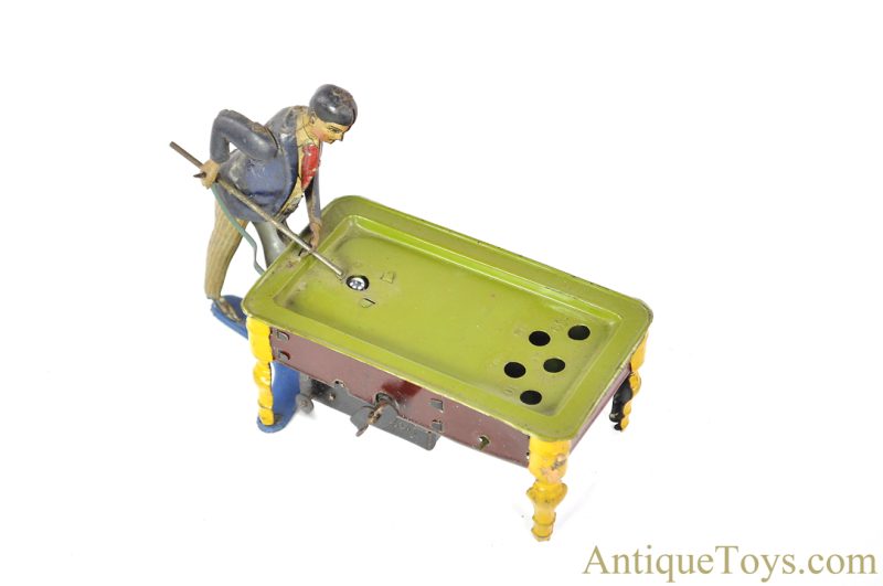 Kienberger & Co. (Ki. Co.) ca. 1920's Tin Lithographed Windup "The Great Billiard Champion" Pool Player <FONT COLOR="ff000 ">*SOLD*</font>